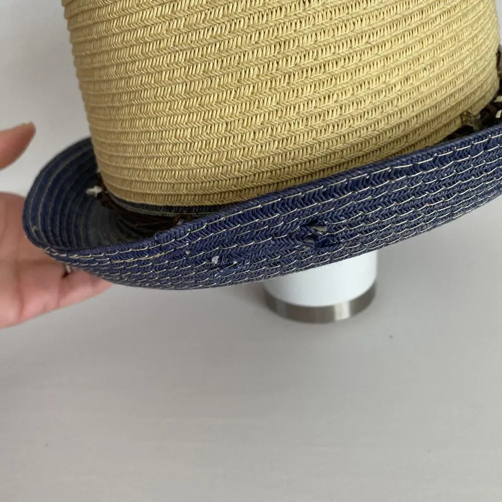San Diego‎ Hat Co Women Fedora Ultrabraid Color block Brim Star Trim Adjustable
